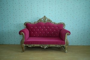 Magenta Silver Carved Wedding Stage Sofa Couch