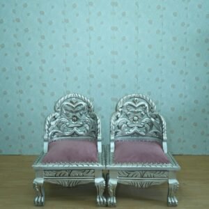 Silver Carved Couple Wedding Chairs – Set of 2