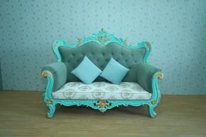 Turquoise Gold Floral Wedding Stage Sofa Couch