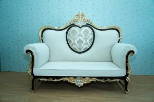 White Gold Heart Back Wedding Stage Sofa Couch