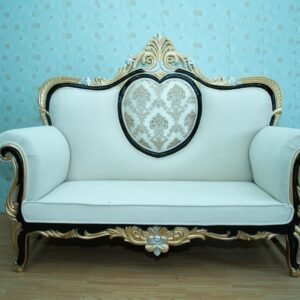 White Gold Heart Back Wedding Stage Sofa Couch