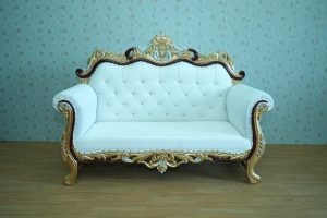 White Gold Tufted Royal Wedding Stage Sofa Couch