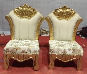Ivory Gold Crown Maharaja Wedding Chairs – Set of 2