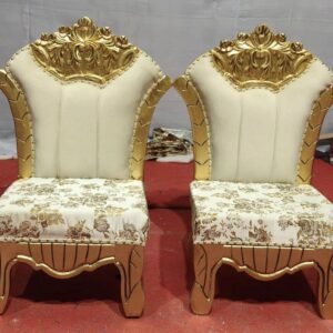 Ivory Gold Crown Maharaja Wedding Chairs – Set of 2
