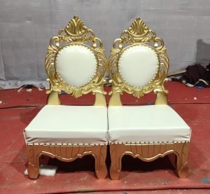 Ivory Gold Round Back Royal Wedding Chairs – Set of 2
