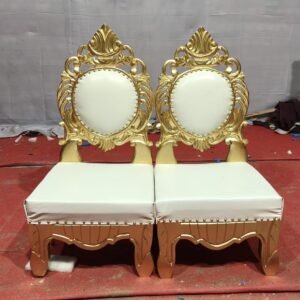 Ivory Gold Round Back Royal Wedding Chairs – Set of 2