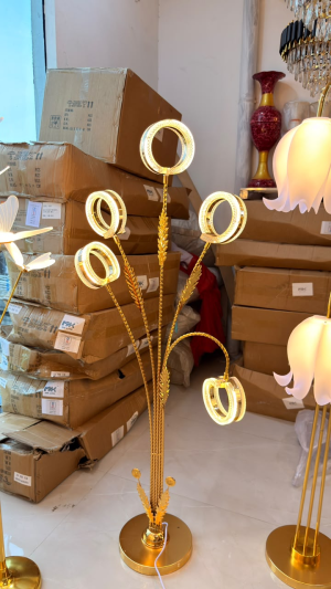 Halo Ring Light Stand MLA110 — Glowing rings paired with decorative gold-tone stems.